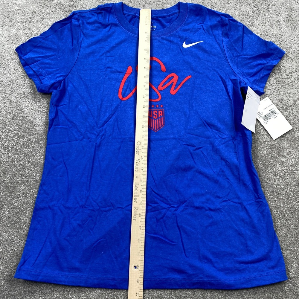 Nike USA Soccer T Shirt Women's Large Blue Red Large The Nike Tee Core SS - Picture 6 of 9